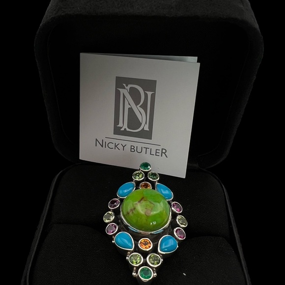 🦋NICKY BUTLER RAJ LIMITED EDITION Sterling Silver Turquoise Multi Gem Ring SZ 9 - Picture 5 of 13